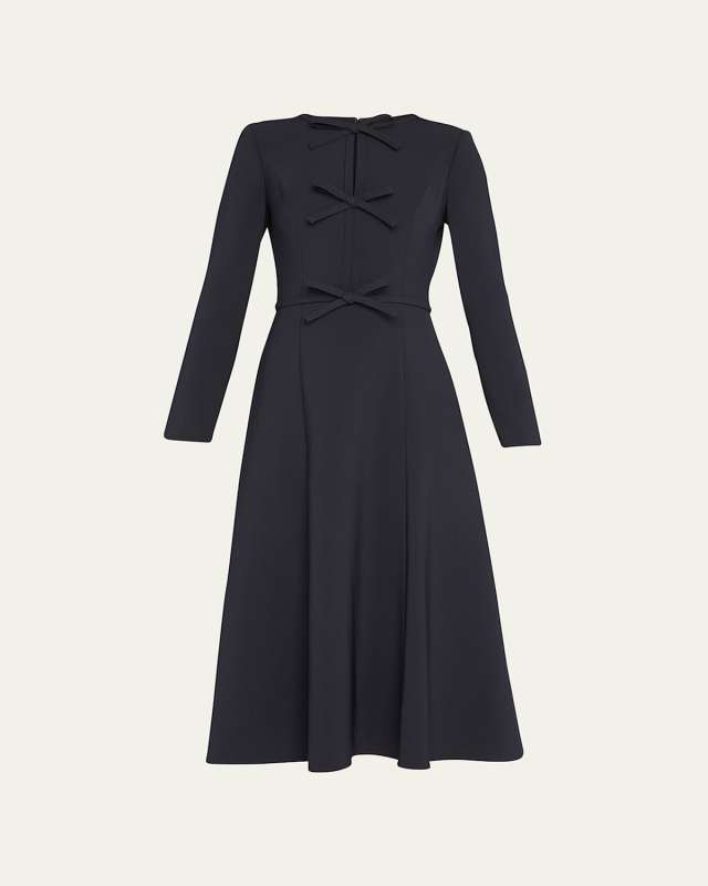 Triple Bow Keyhole-Front Midi Dress