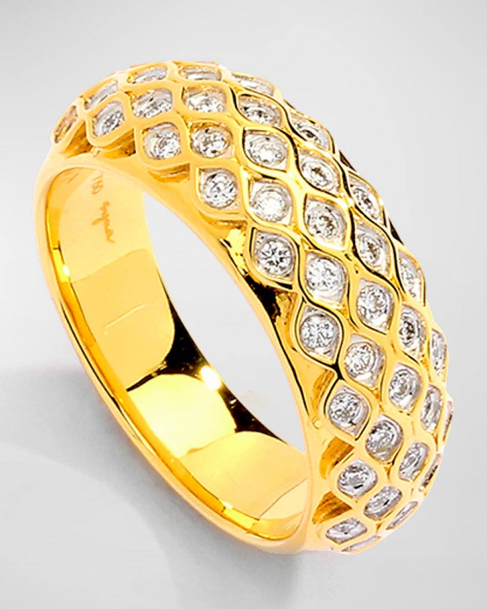 18K Yellow Gold Diamond Mogul Ring, Size