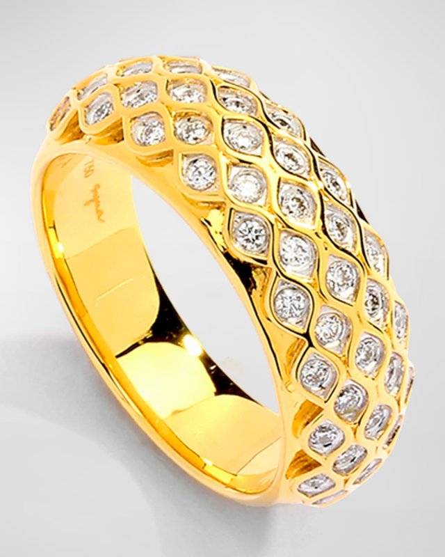 18K Yellow Gold Diamond Mogul Ring, Size