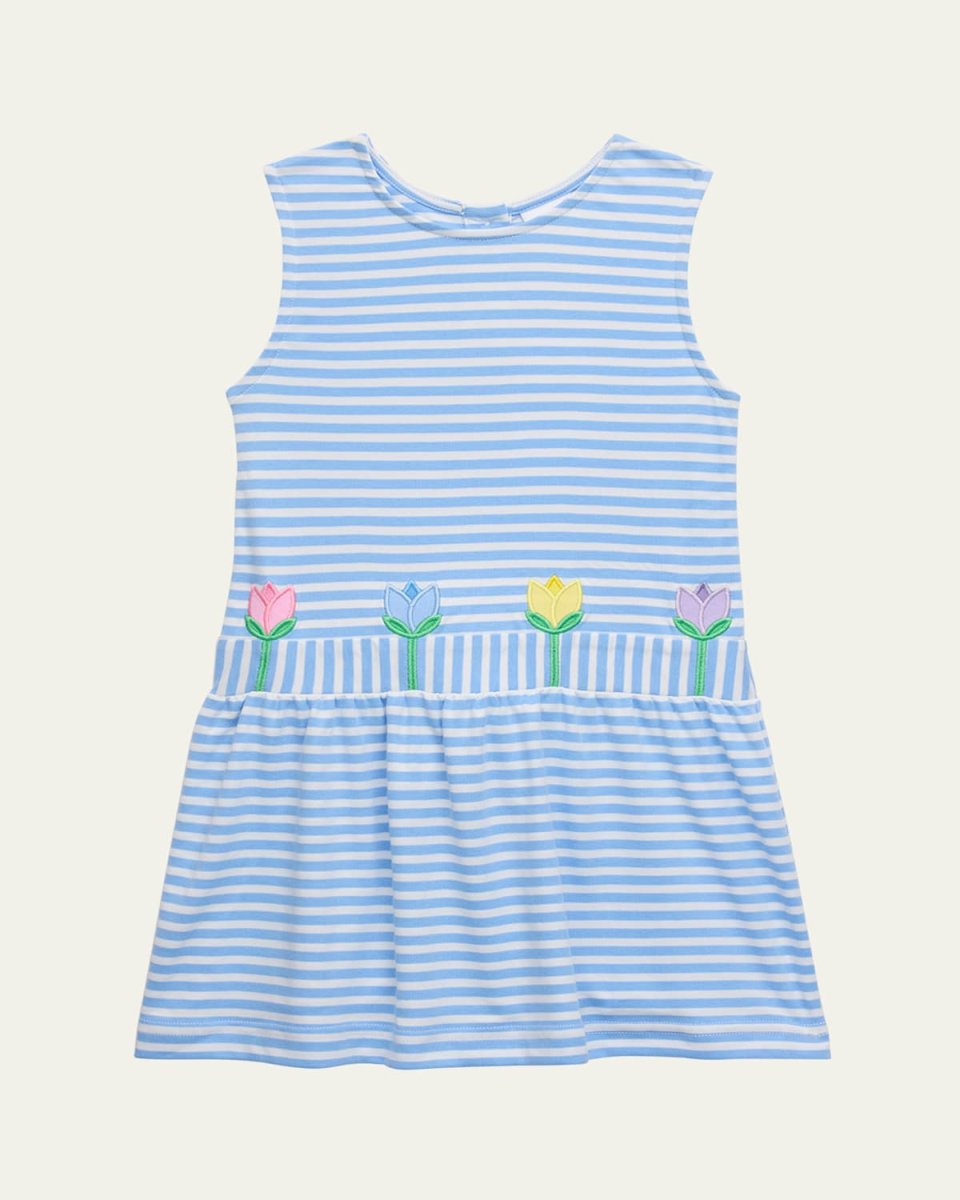 Girl's Tulip Applique Sleeveless Knit Dress, Size 2-6