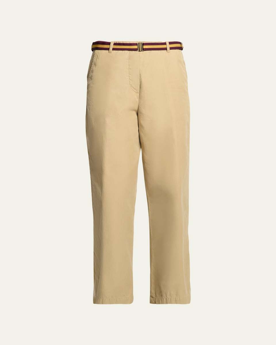 Pulian Belted Straight-Leg Pants