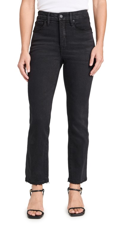 Good American Good Petite Straight Jeans with Darted Back Pockets Black34