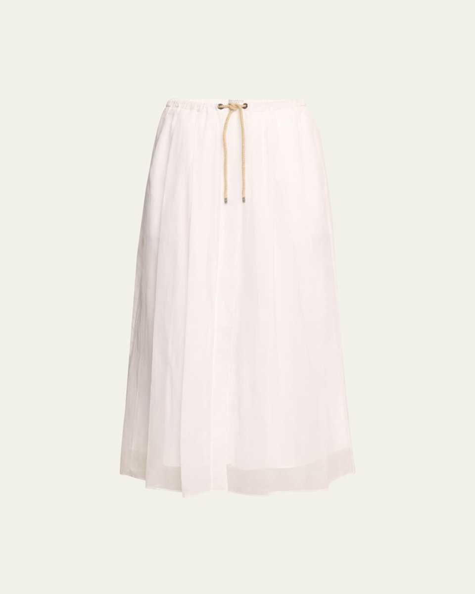 Cotton Gauze Fluid Maxi Skirt with Rope Belt