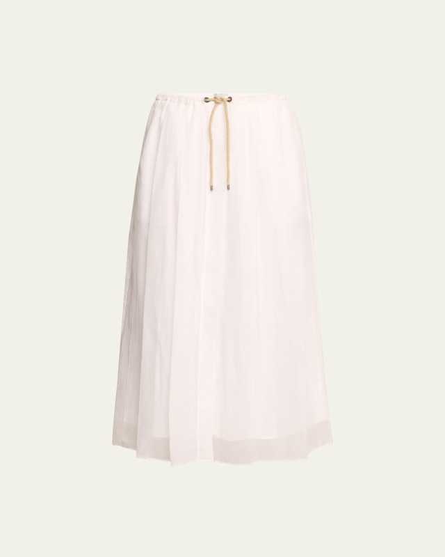 Cotton Gauze Fluid Maxi Skirt with Rope Belt