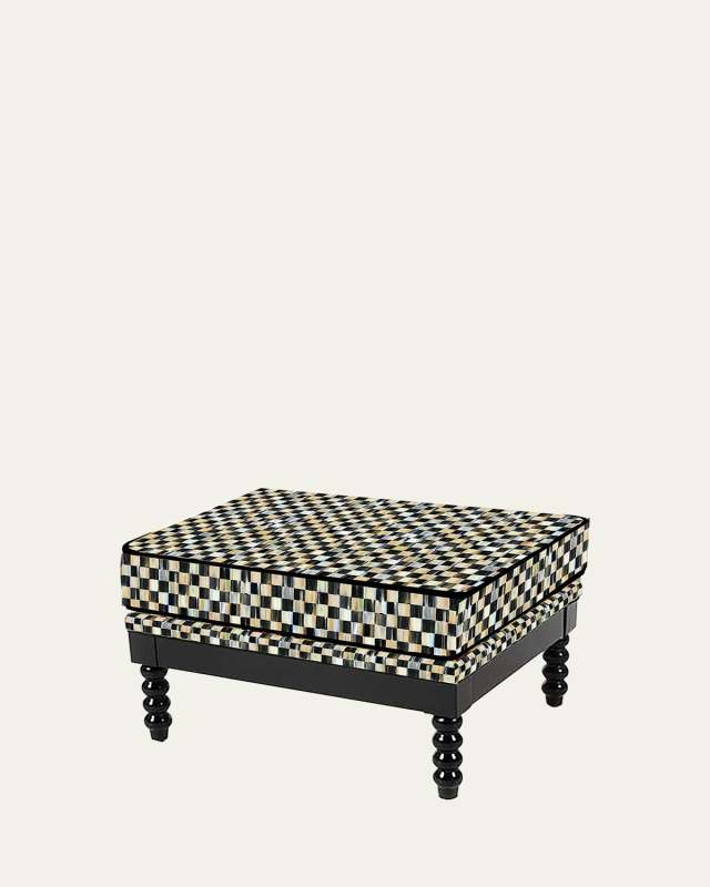 Spindle Check Outdoor Ottoman