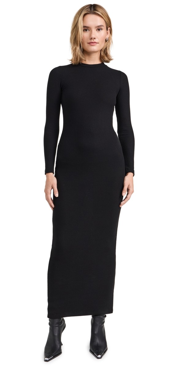 LNA Karlotta Waffle Dress Black