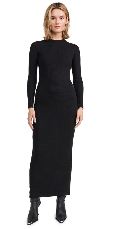 LNA Karlotta Waffle Dress Black