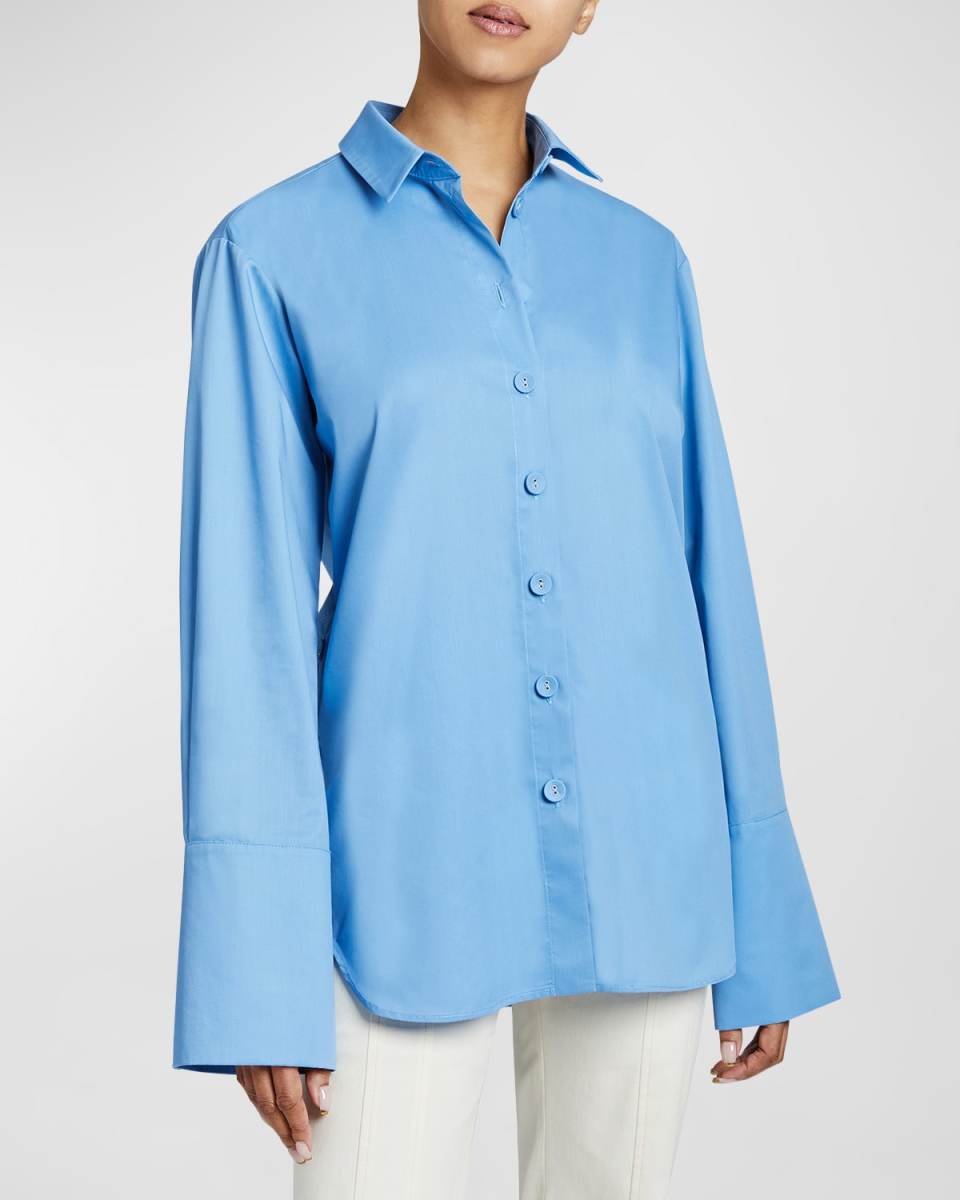 Trina Button-Down Cotton Poplin Shirt