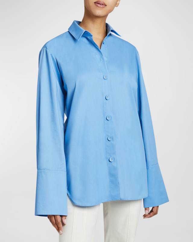 Trina Button-Down Cotton Poplin Shirt