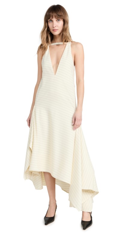 JW Anderson V Neck Square Hem Dress Ivory