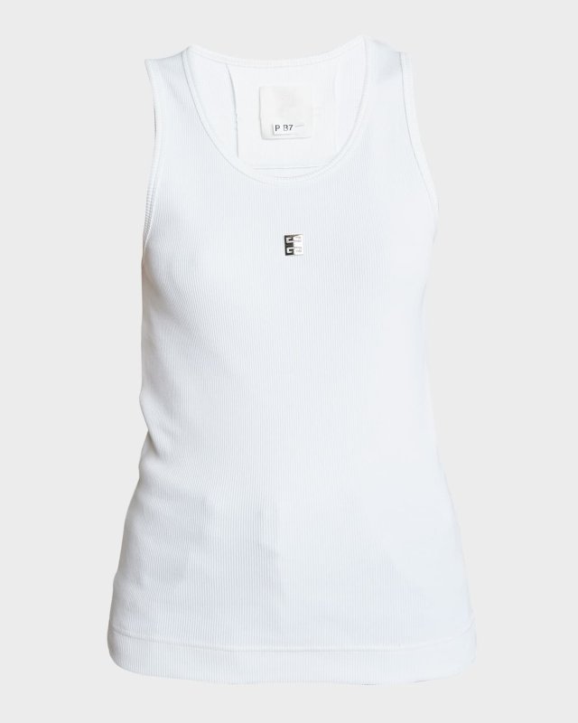 Ribbed Tank Top with Logo Detai