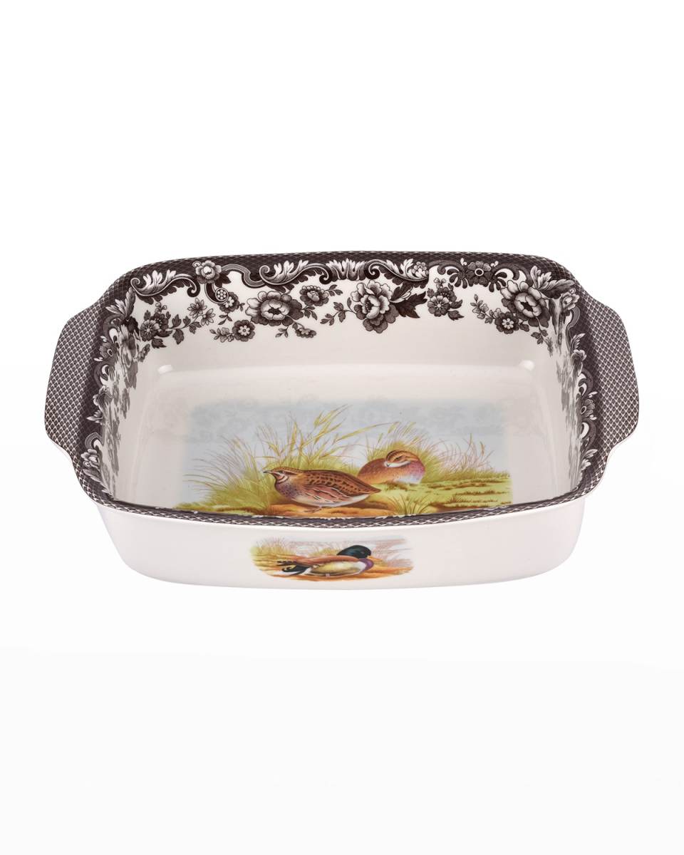 Woodland Rabbit/Quail Rectangular Handled Tray