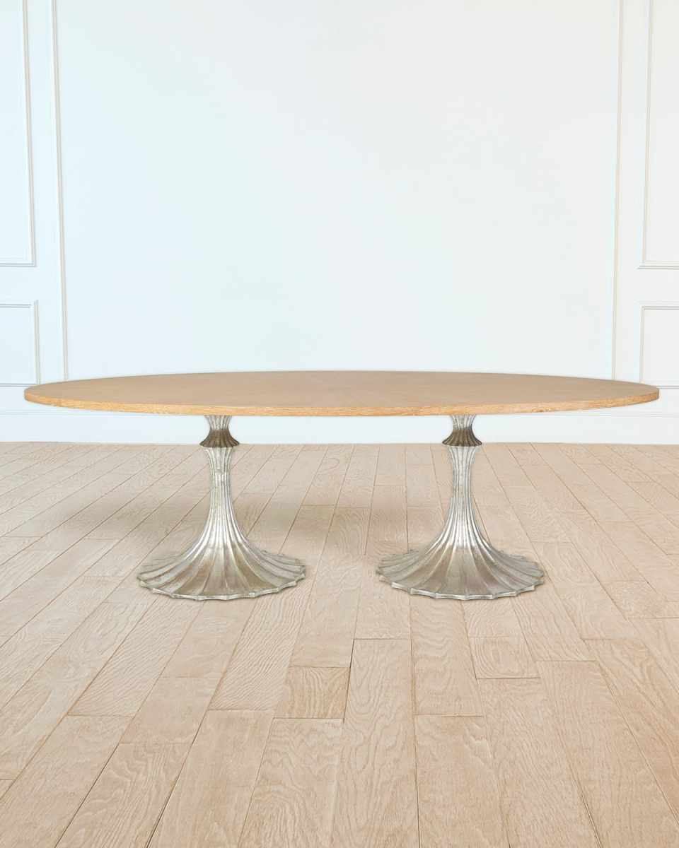 96" Cerused Oak Top Dining Table