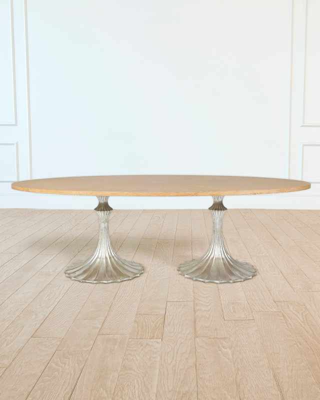 96" Cerused Oak Top Dining Table