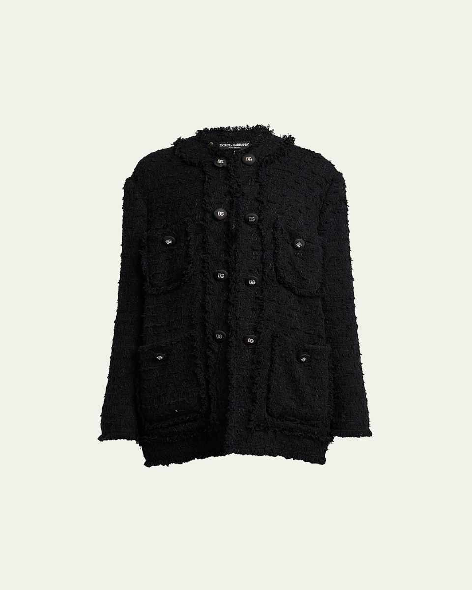 Logo-Buttoned Tweed Jacket