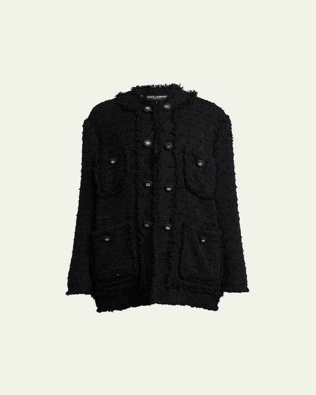 Logo-Buttoned Tweed Jacket