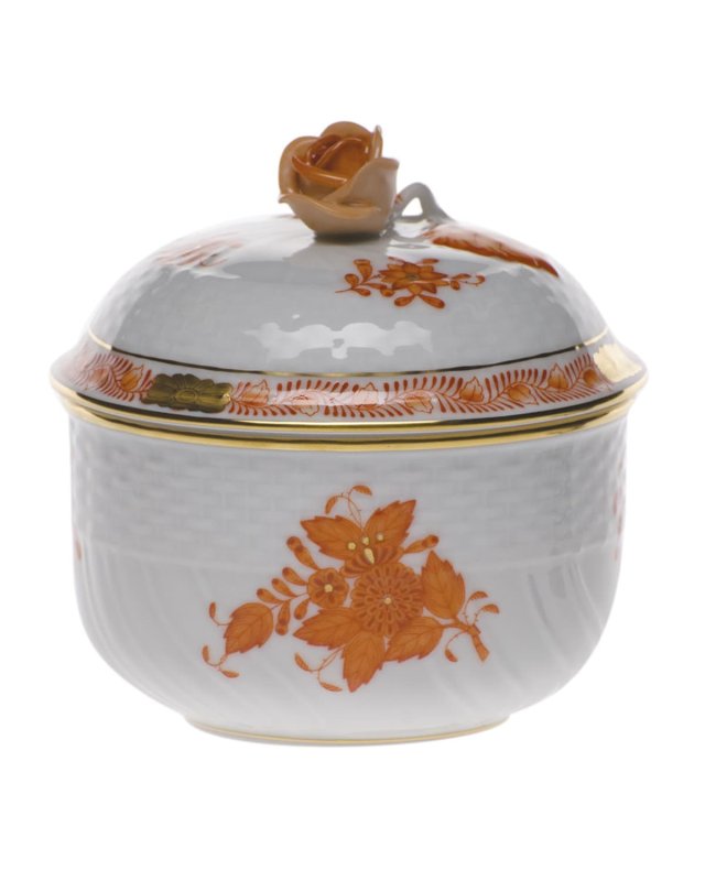 Chinese Bouquet Rust Sugar Bowl