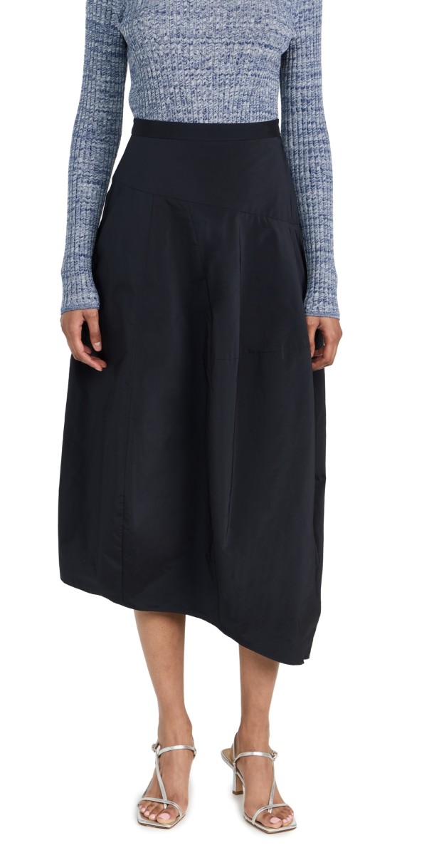 Tibi Nylon Asymmetrical Balloon Skirt Navy