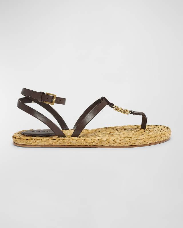 Liquid 4G Leather Thong Espadrille Sandals