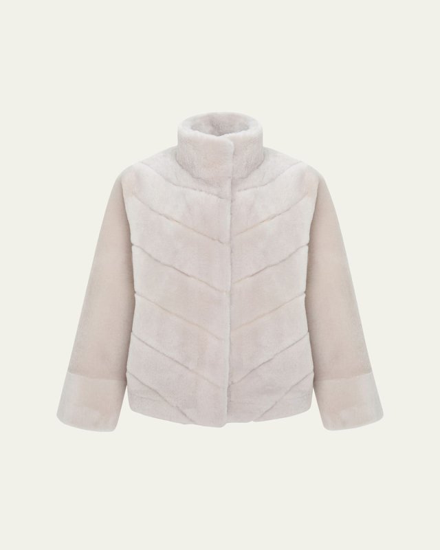 Reversible Merino Shearling Lamb Chevron Jacket