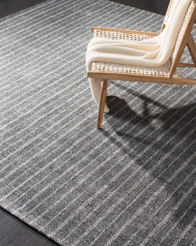 Miles Charcoal Stripe Flat Weave Rug, 8' x 10'