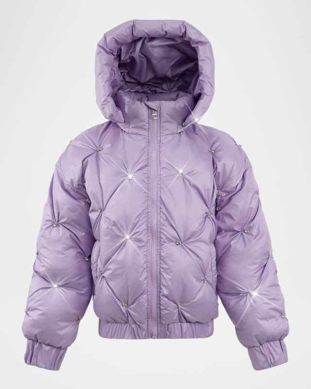 Girl's Lavender Sparkle Puffer Jacket, Size 2-14