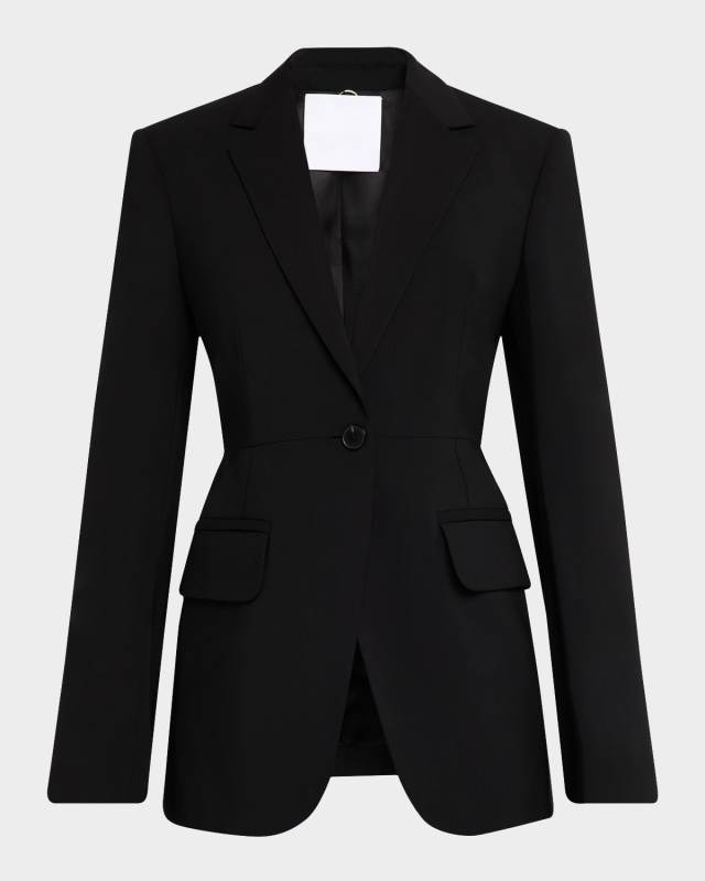 Single-Button Stretch Wool Blazer