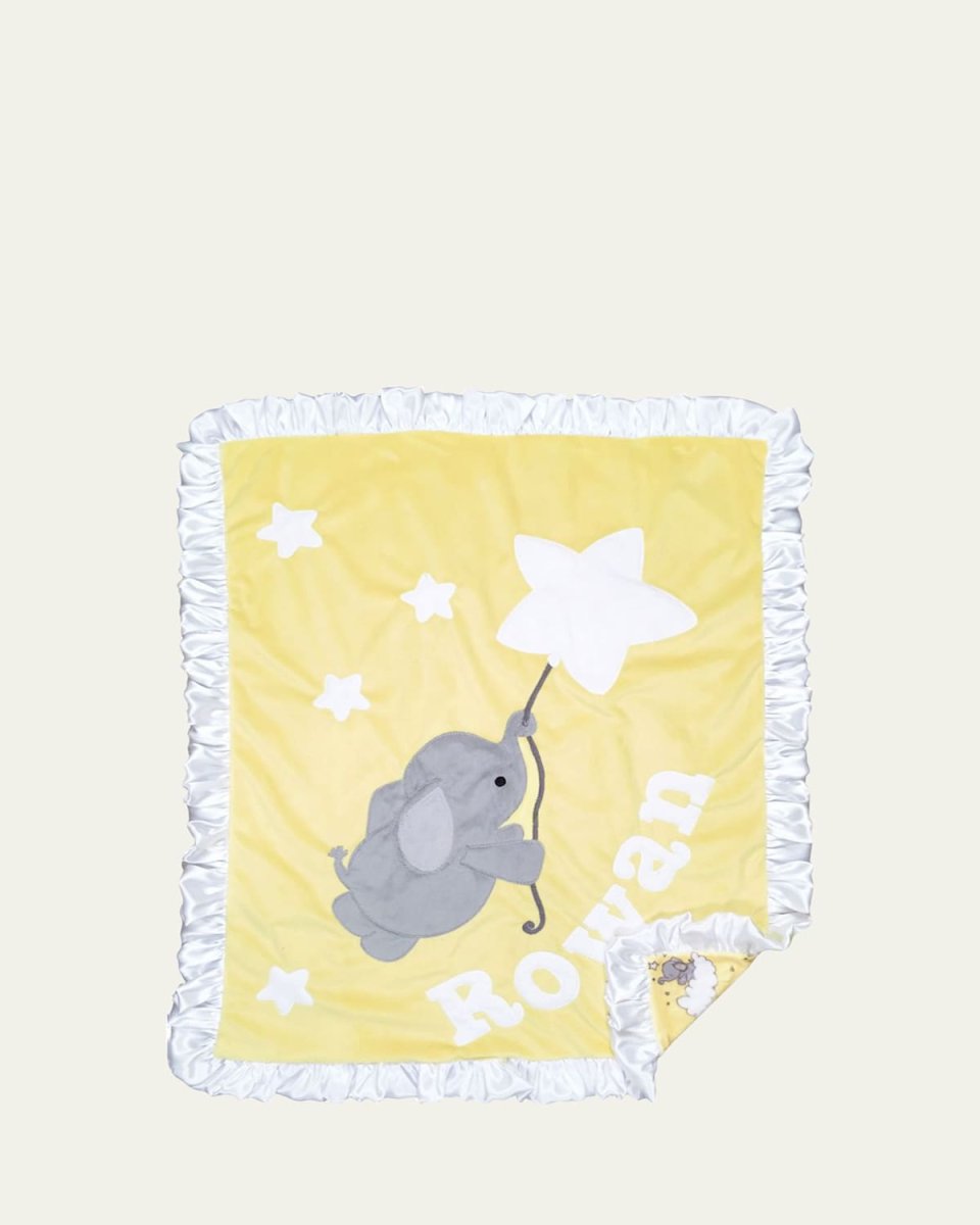 Elephant and Star Baby Blanket w/ Contrast Trim
