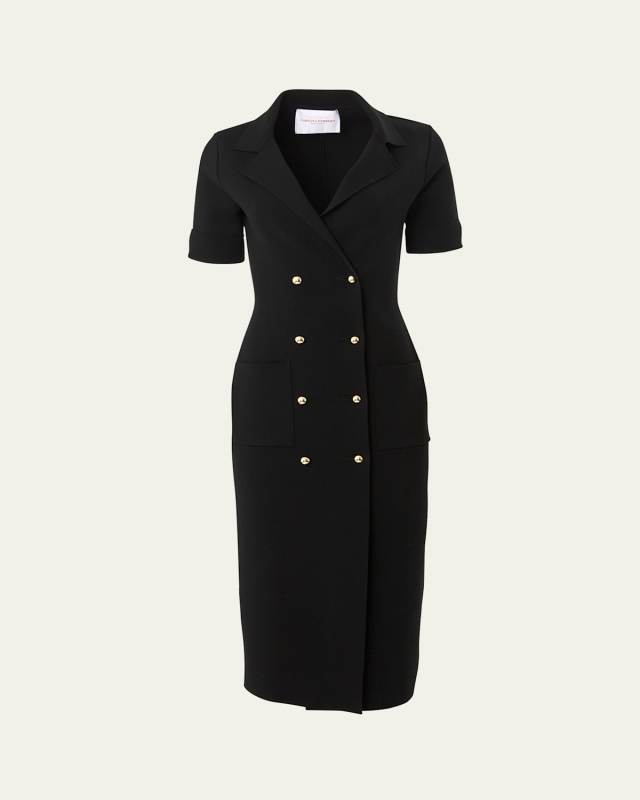 Double Breasted Wool Midi Dress