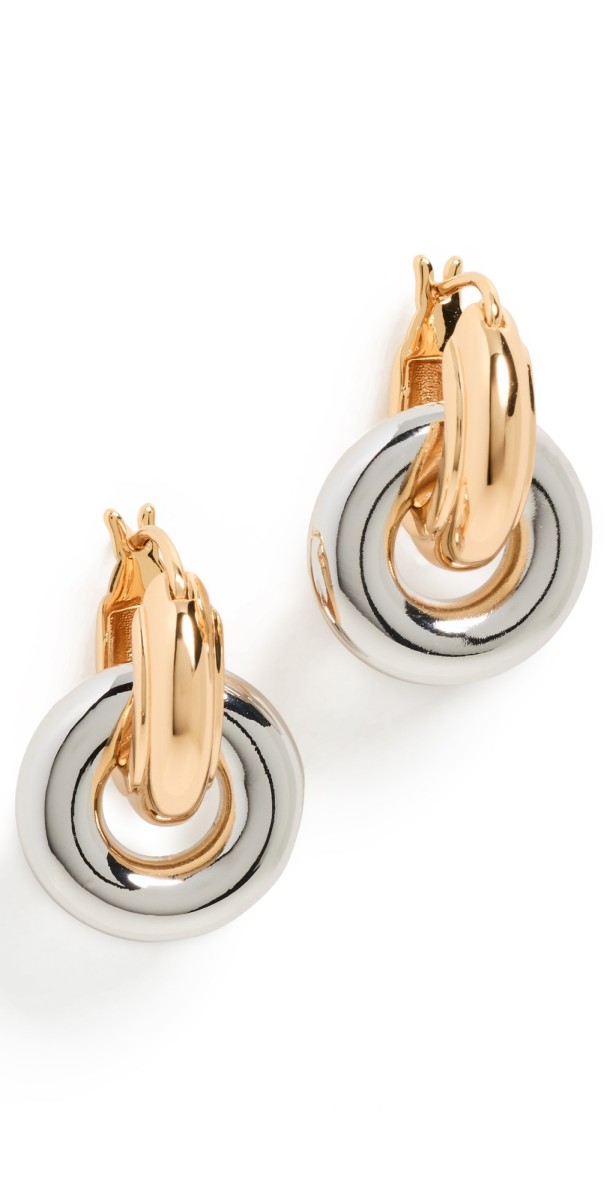 Luv Aj Two-Tone Interlock Hoops Gold