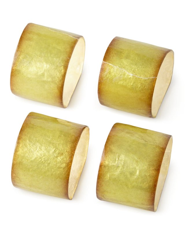 Four 1.5"Dia. Capiz Shell Napkin Rings