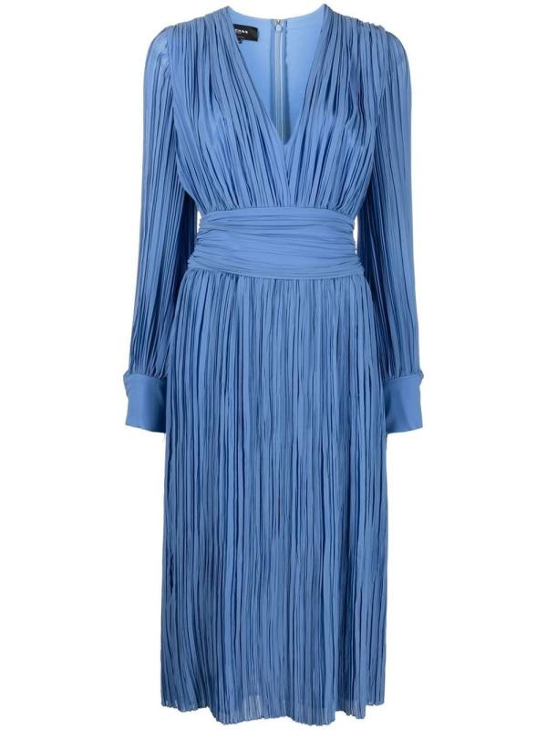plissé-detail midi dress