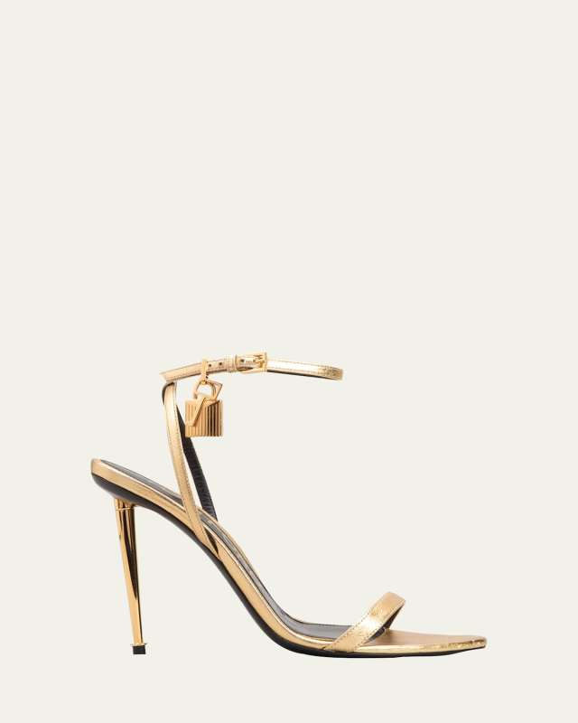 Lock Metallic Stiletto Sandals