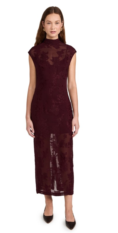 Hemant and Nandita Slim Fit Long Dress With Slip Burgundy