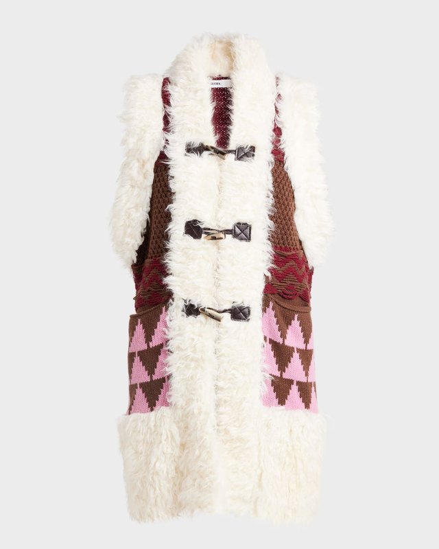 Sweater-Knit Faux Fur Vest