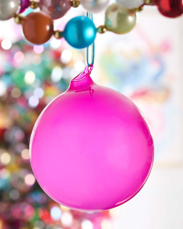 Bubblegum Glass Ball Ornament, Fuschia