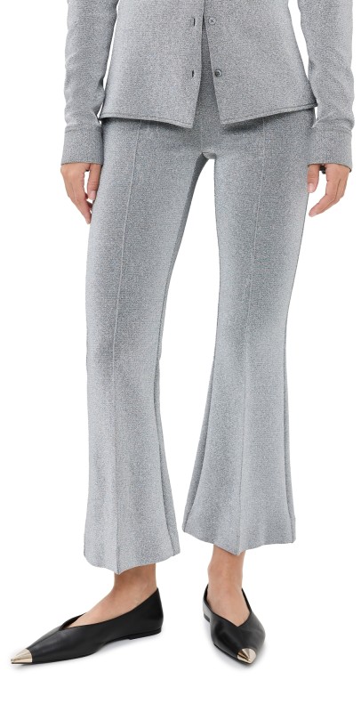 Rosetta Getty Pull-On Cropped Flare Pants Silver
