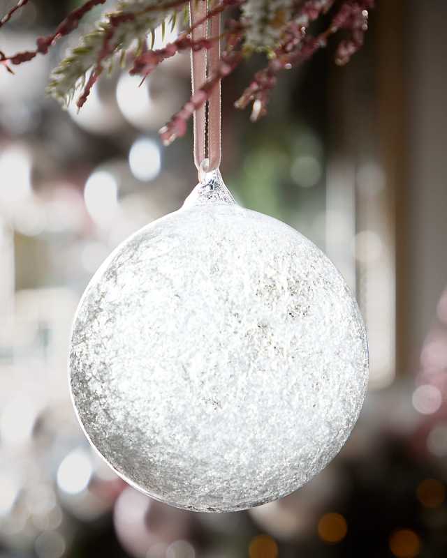 White Snow Glass Ball Ornament