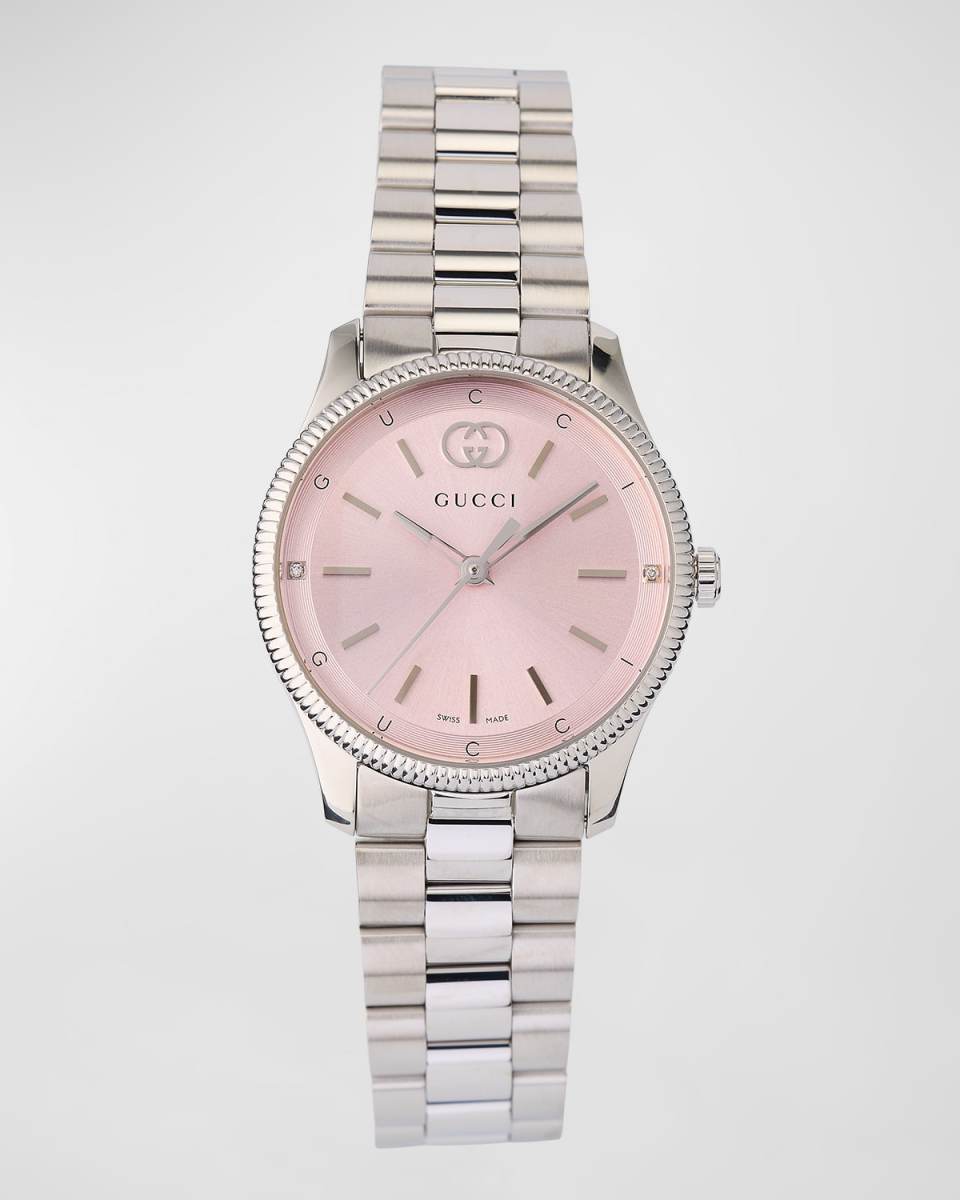 G-Timeless Slim Watch with Diamonds and Bracelet Strap