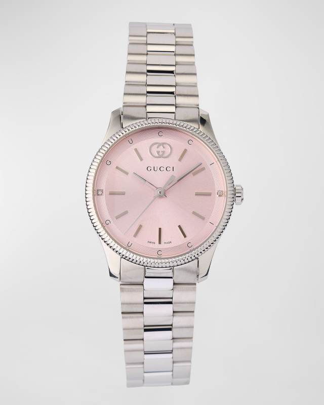 G-Timeless Slim Watch with Diamonds and Bracelet Strap