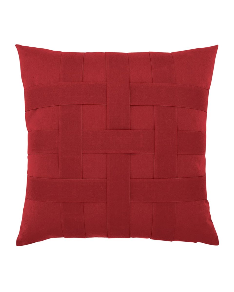 Basketweave Sunbrella Pillow, Red