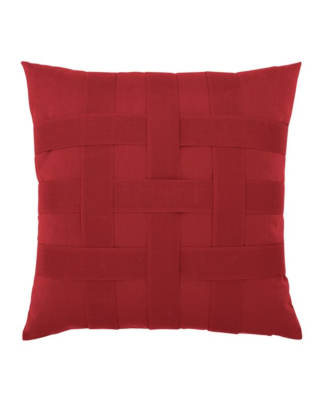 Basketweave Sunbrella Pillow, Red