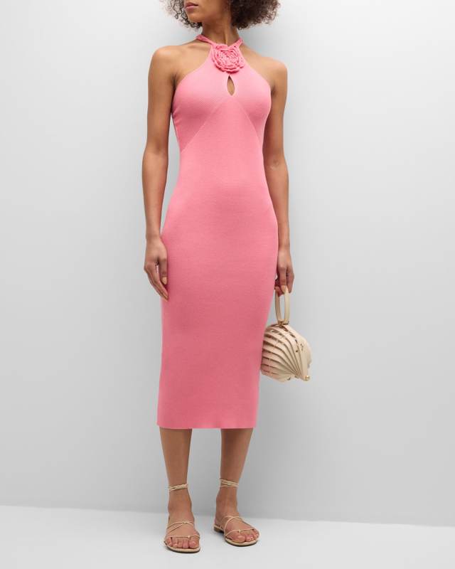 Eve Flower Halter Midi Dress