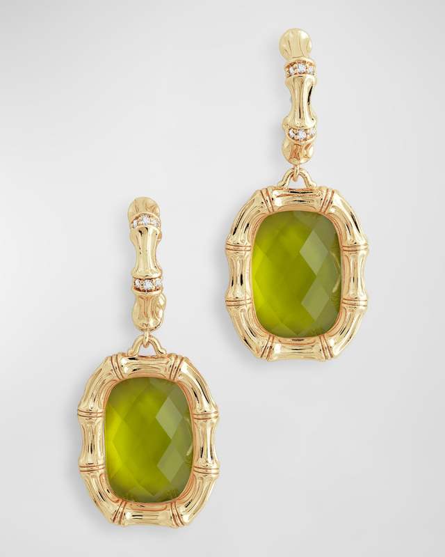 Bamboo with Stone Drop Earrings