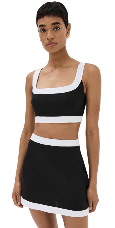 Reformation Robbie Linen Two Piece Set Black/White