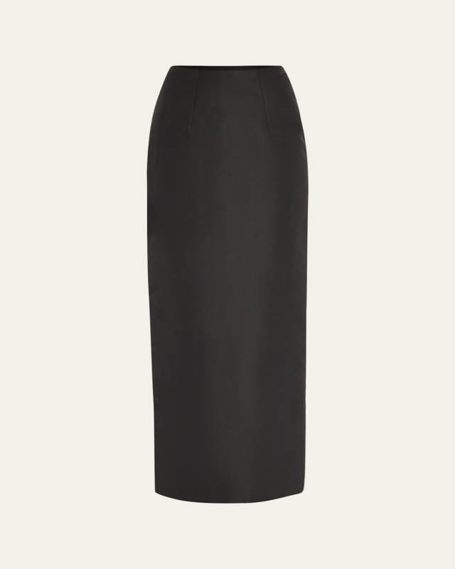 Silk Column Pencil Skirt