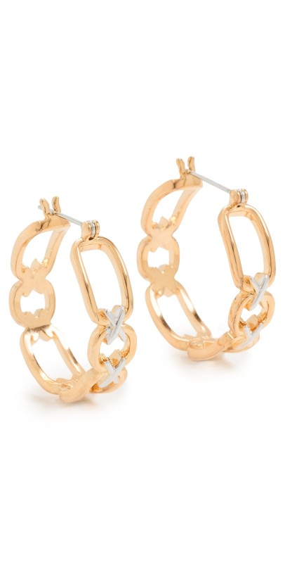 Luv Aj Two-Tone Chain Hoops Gold