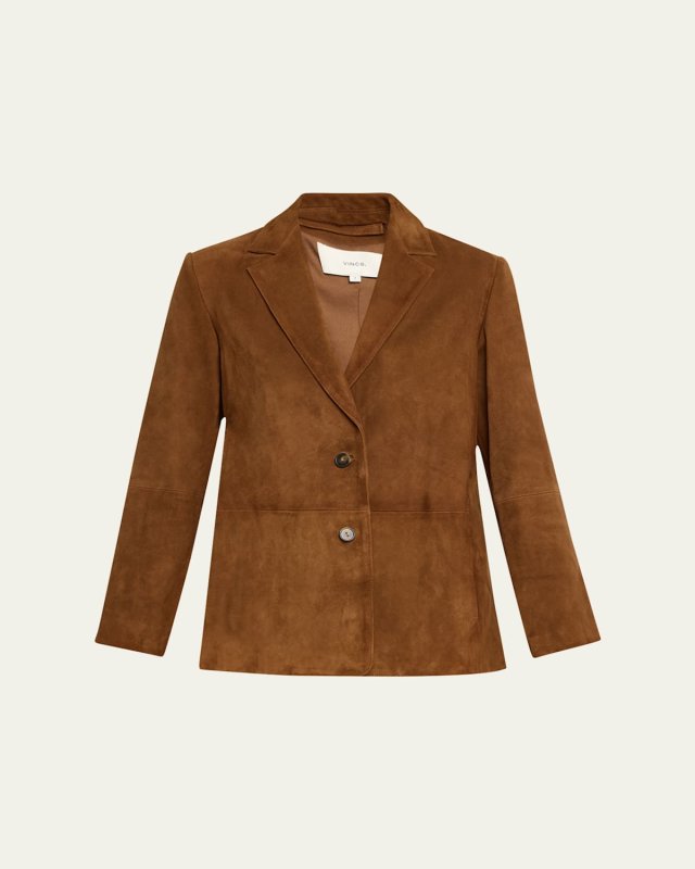 Single-Breasted Suede Blazer