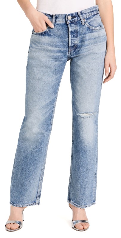 MOUSSY VINTAGE Ballard Wide Straight Jeans Light Blue