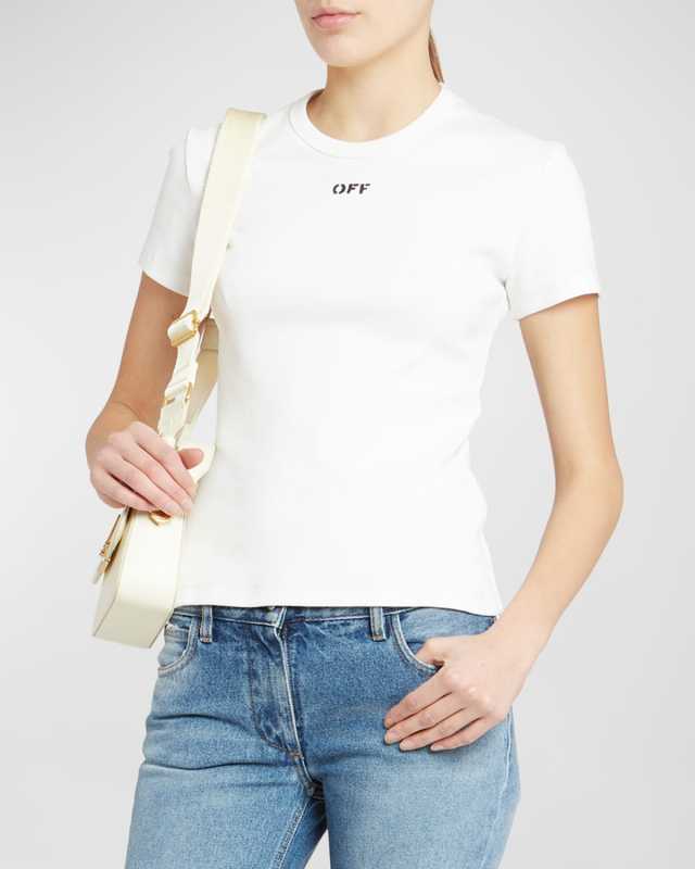 Logo Stamp Rib-Knit Basic Tee
